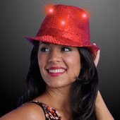 Sequin Fedora Red Hat And Flashing LED