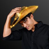 Shiny Gold Cowboy Hat With LED Flashing Brim