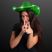 Shiny Jade Cowboy Hat With LED Flashing Brim