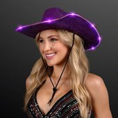 Shiny Purple Cowboy Hat With LED Flashing Brim