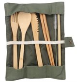Six Piece Bamboo Cutlery Set
