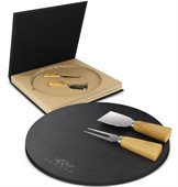 Slate And Bamboo Round Cheese Gift Set