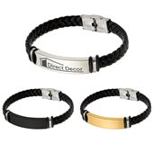 Textured Leather Bracelet With Hook Buckle