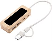 Umeko 4 Port Bamboo LED USB Hub